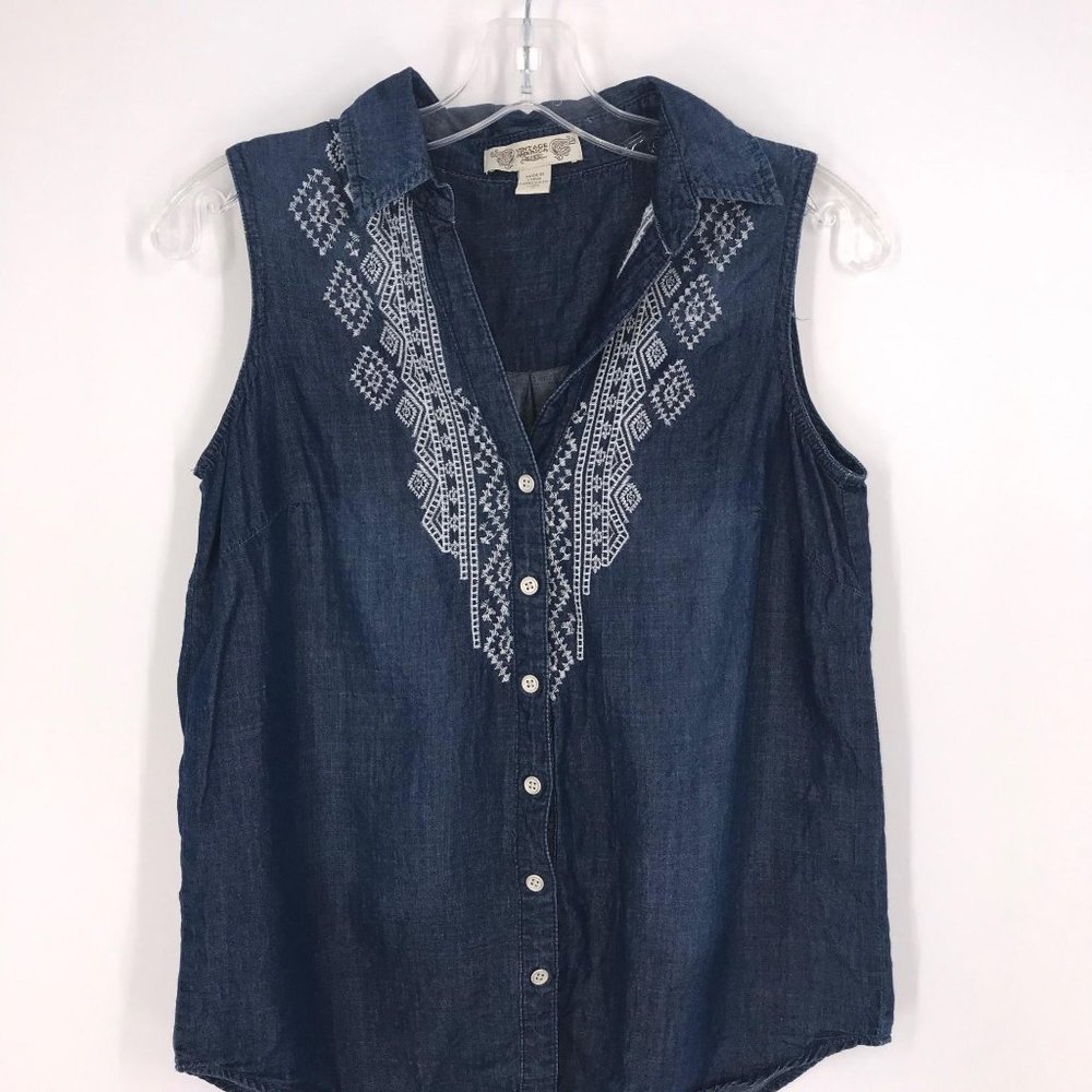 VINTAGE AMERICA‎ SLEEVELESS DENIM BLOUSE